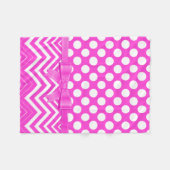 Couverture Polaire Point Polka Blanc Et Chevron Et Ruban Rose (Devant (Horizontal))