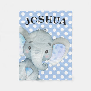 Couverture Polaire Point Polka bleu cute pour éléphant de garçon p