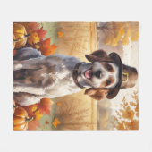 Couverture Polaire Pointeur à poils durs Griffon Feuilles d'automne (Devant (Horizontal))