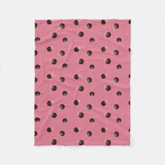 Couverture Polaire Points avec fleurs sur arrière - plan rose (Devant)