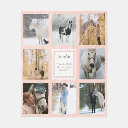 Couverture Polaire Points blancs roses Equine Photo Girl Cheval Lover (Devant)