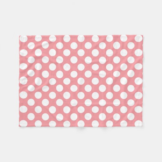 Couverture Polaire Points blancs sur fond rose (Devant (Horizontal))