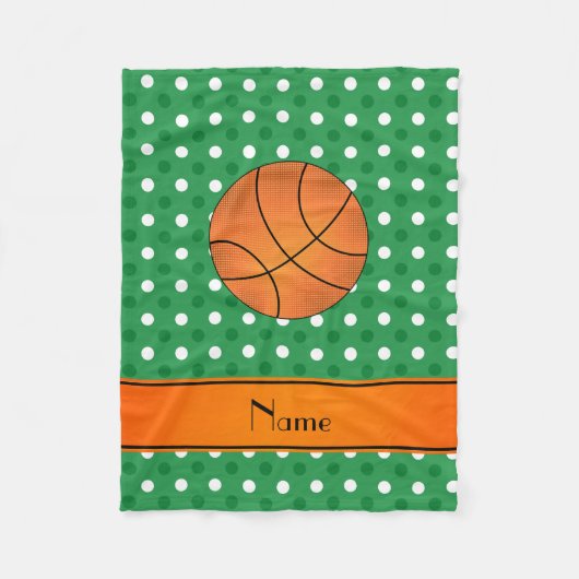 Couverture Polaire Points blancs verts de basket-ball de nom personna (Devant)