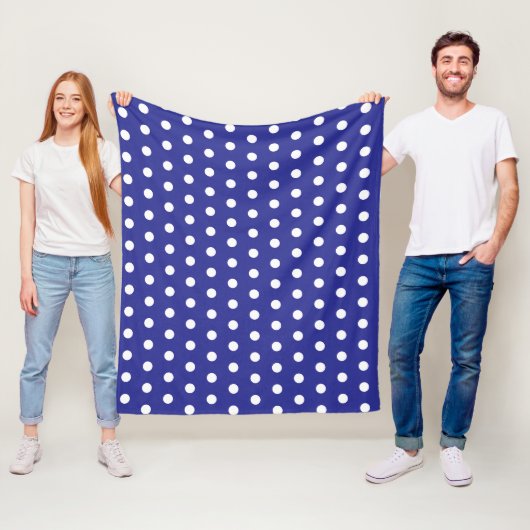 COUVERTURE POLAIRE POINTS BLEUS FONCÉS PERSONNALISÉS STYLÉS SIMPLES (En situation)