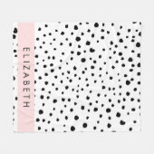 Couverture Polaire Points dalmatiens, Spots, Noir et Blanc, Votre nom (Devant (Horizontal))