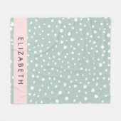 Couverture Polaire Points Dalmatiens verts, Spots, Votre Nom (Devant (Horizontal))