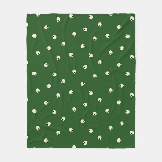 Couverture Polaire Points de crâne Kawaii mignons aléatoires vert fon (Devant)