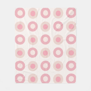 Couverture Polaire Points du milieu du siècle rétro Vanille rose