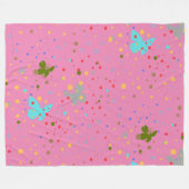 Couverture Polaire Points et papillons modernes rose (Devant (Horizontal))