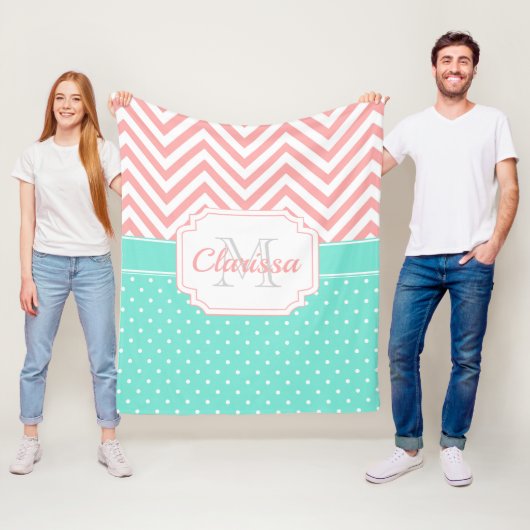 Couverture Polaire Points mignons et Chevron (En situation)