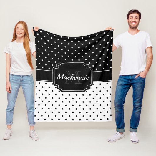 Couverture Polaire Points noirs et blancs (En situation)