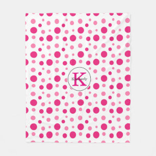 Couverture Polaire Points noirs roses personnalisés avec nom et monog
