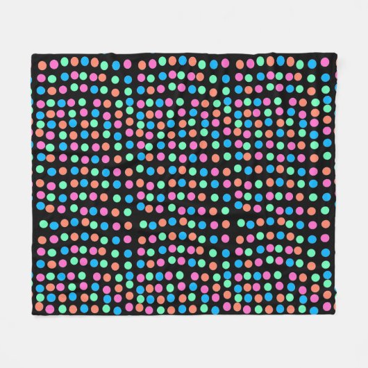 Couverture Polaire Points Pastel Printemps sur Noir (Devant (Horizontal))