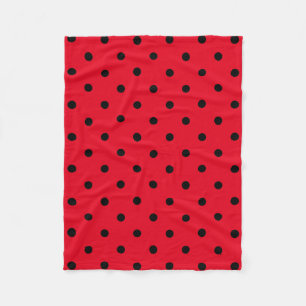 Couverture Polaire Points polka en rouge et noir