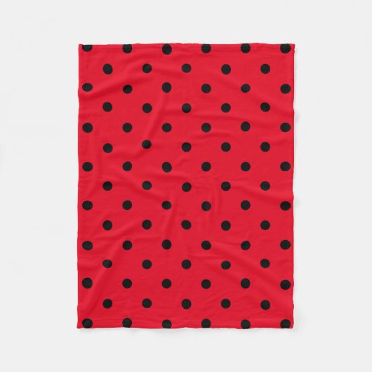Couverture Polaire Points polka en rouge et noir (Devant)