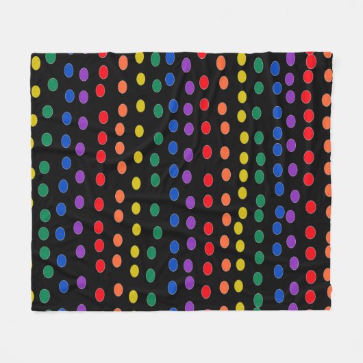Couverture Polaire Points Rainbow Candy sur noir (Devant (Horizontal))