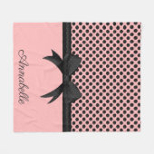 Couverture Polaire Points roses noirs et ruban (Devant (Horizontal))