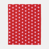Couverture Polaire Points roses sur fond rouge (Devant)