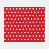 Couverture Polaire Points roses sur fond rouge (Devant (Horizontal))