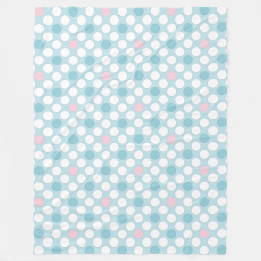 Couverture Polaire Pois blanc rose bleu rétro (Devant)