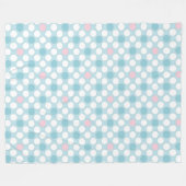 Couverture Polaire Pois blanc rose bleu rétro (Devant (Horizontal))