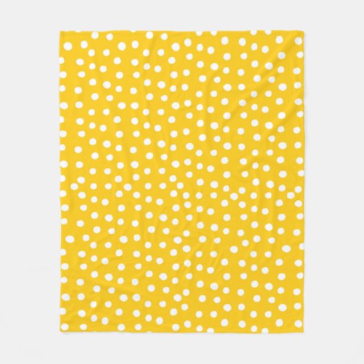 Couverture Polaire Pois blancs sur motif jaune transparent (Devant)