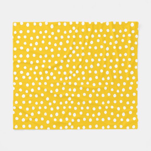 Couverture Polaire Pois blancs sur motif jaune transparent (Devant (Horizontal))