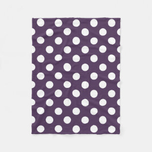 Couverture Polaire Pois blancs sur prune violette