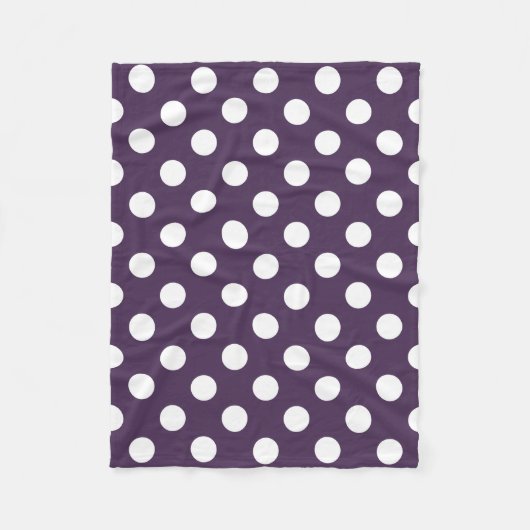 Couverture Polaire Pois blancs sur prune violette (Devant)