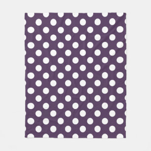 Couverture Polaire Pois blancs sur prune violette