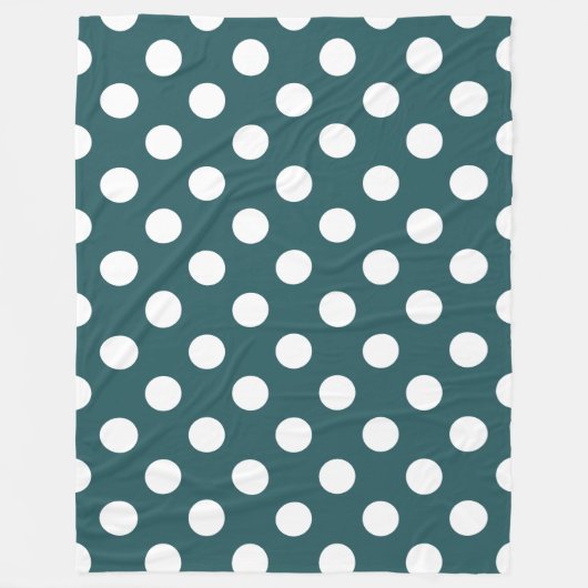 Couverture Polaire Pois blancs sur turquoise (Devant)