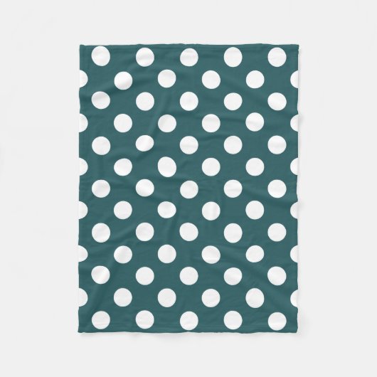 Couverture Polaire Pois blancs sur turquoise (Devant)