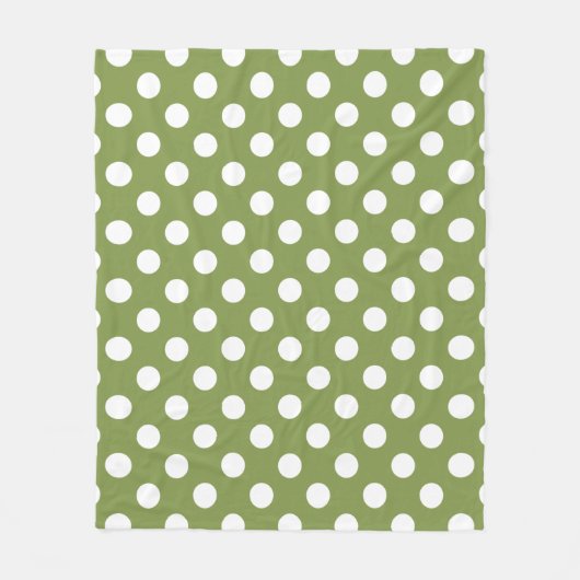 Couverture Polaire Pois blancs sur vert olive (Devant)