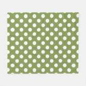 Couverture Polaire Pois blancs sur vert olive (Devant (Horizontal))