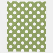 Couverture Polaire Pois blancs sur vert olive (Devant)