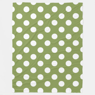 Couverture Polaire Pois blancs sur vert olive