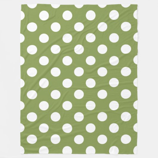 Couverture Polaire Pois blancs sur vert olive (Devant)