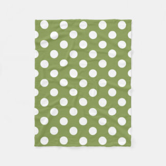 Couverture Polaire Pois blancs sur vert olive