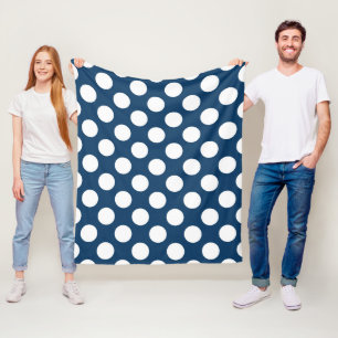 Couverture Polaire Pois Bleus de la Marine, Motif à points Polka, poi