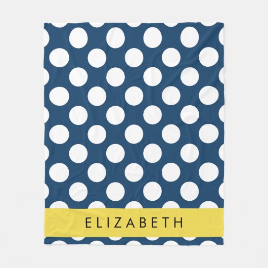 Couverture Polaire Pois Bleus de la Marine, Motif Pot Polka, Votre No (Devant)