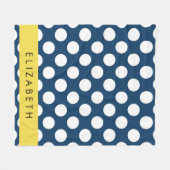 Couverture Polaire Pois Bleus de la Marine, Motif Pot Polka, Votre No (Devant (Horizontal))
