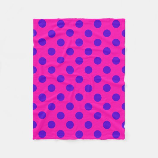 Couverture Polaire Pois bleus sur fuchsia (Devant)