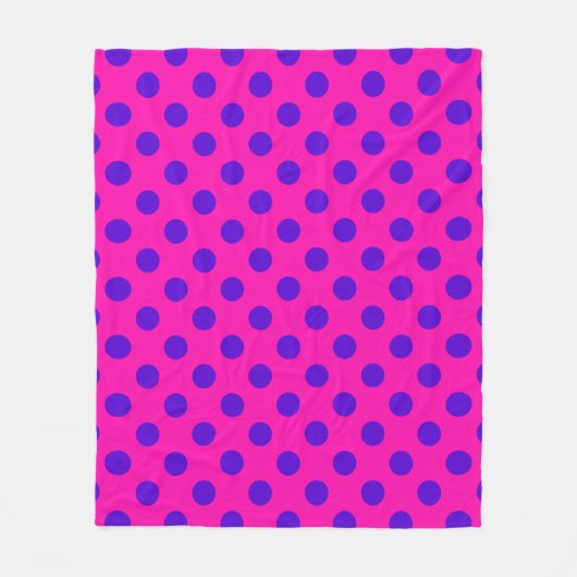 Couverture Polaire Pois bleus sur fuchsia (Devant)