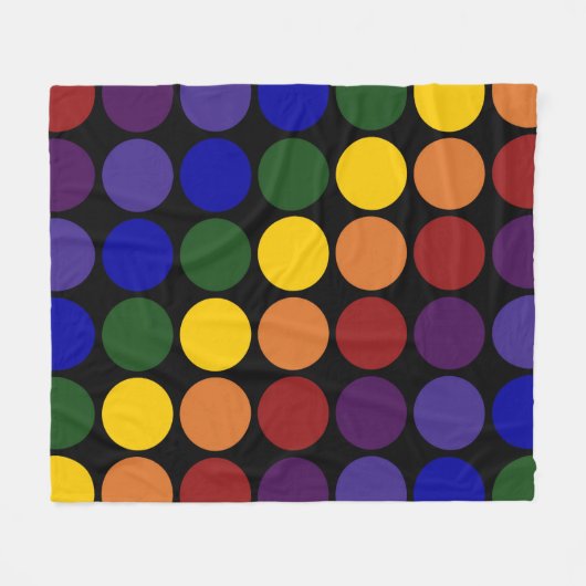 Couverture Polaire Pois d'arc-en-ciel sur le noir (Devant (Horizontal))
