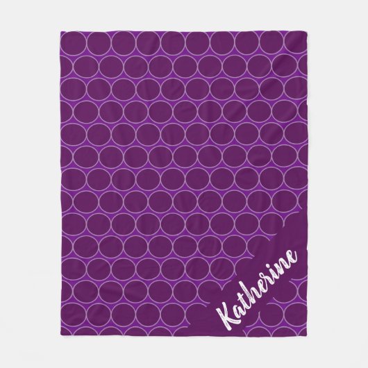 Couverture Polaire Pois de nom personnalisé pourpre (Devant)