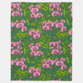 Couverture Polaire Pois doux et bourdons, vert et rose (Devant)