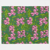 Couverture Polaire Pois doux et bourdons, vert et rose (Devant (Horizontal))