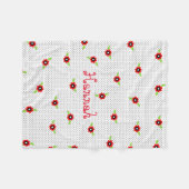 Couverture Polaire Pois et fleurs Blanche polaire personnalisée (Devant (Horizontal))