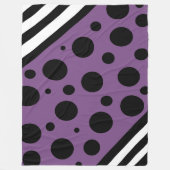 Couverture Polaire Pois et rayures violets et noirs (Devant)