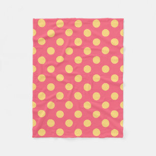 Couverture Polaire Pois jaunes sur corail